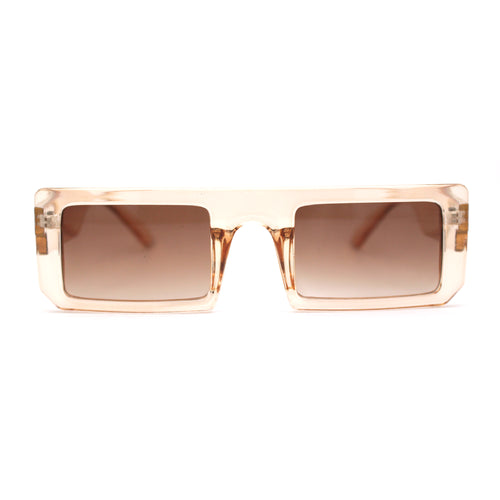 Womens Trendy Flat Top Mod Square Rectangle Plastic Sunglasses