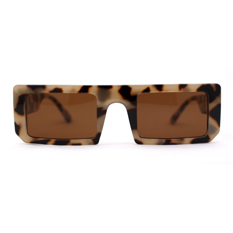 Womens Trendy Flat Top Mod Square Rectangle Plastic Sunglasses