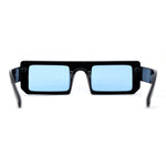 Womens Trendy Flat Top Mod Square Rectangle Plastic Sunglasses