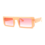 Womens Trendy Flat Top Mod Square Rectangle Plastic Sunglasses