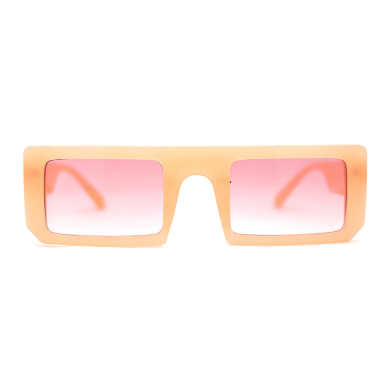 Womens Trendy Flat Top Mod Square Rectangle Plastic Sunglasses