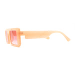 Womens Trendy Flat Top Mod Square Rectangle Plastic Sunglasses