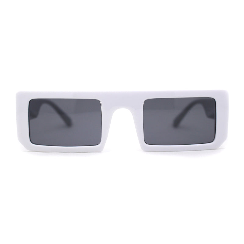 Womens Trendy Flat Top Mod Square Rectangle Plastic Sunglasses