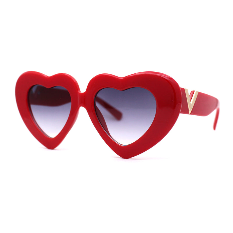 Womens Super Chunky Thick Bubbly Large Heart Shape Sunglasses