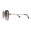 Womens Marquise Cut Rhinestone Floral Trim Rimless Butterfly Sunglasses