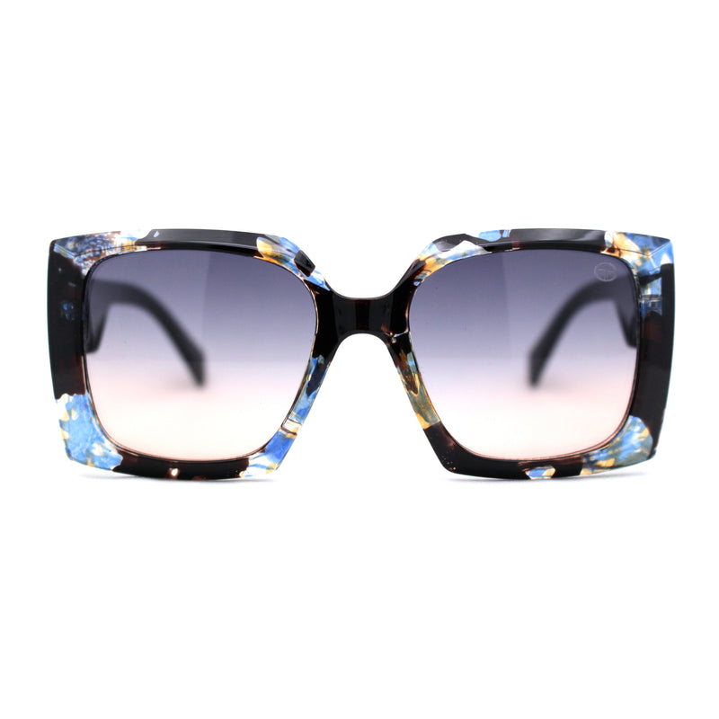 Womens Square Rectangle Mod Chunky Plastic Butterfly Designer Sunglasses