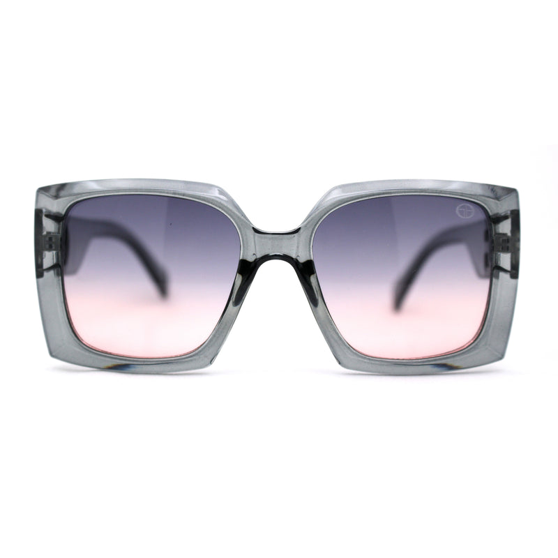 Womens Square Rectangle Mod Chunky Plastic Butterfly Designer Sunglasses
