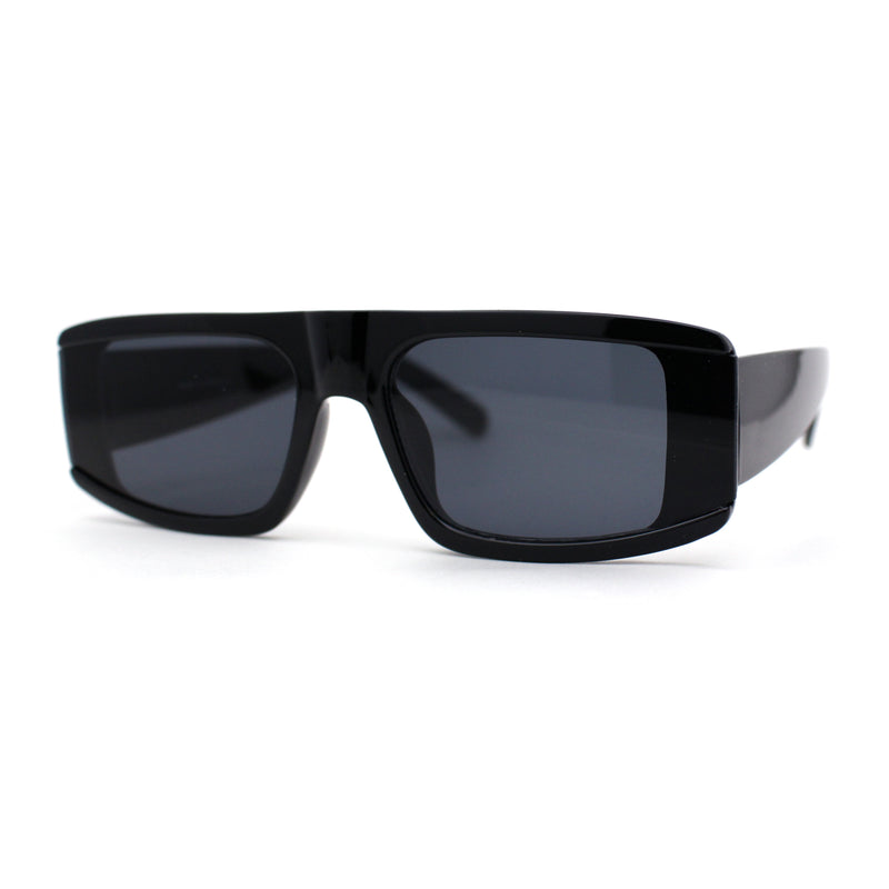Mod Retro Flat Top Narrow Rectangle Exposed Lens Sunglasses