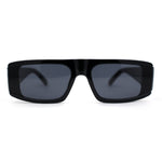 Mod Retro Flat Top Narrow Rectangle Exposed Lens Sunglasses