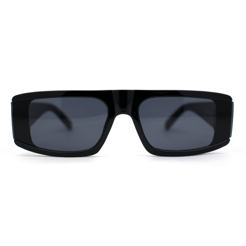 Mod Retro Flat Top Narrow Rectangle Exposed Lens Sunglasses