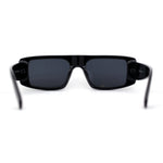 Mod Retro Flat Top Narrow Rectangle Exposed Lens Sunglasses