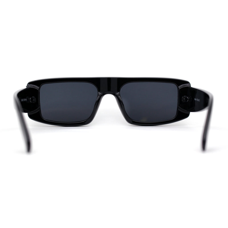 Mod Retro Flat Top Narrow Rectangle Exposed Lens Sunglasses
