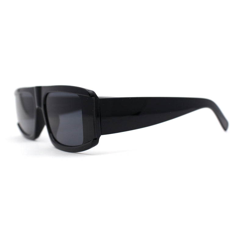 Mod Retro Flat Top Narrow Rectangle Exposed Lens Sunglasses