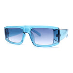 Mod Retro Flat Top Narrow Rectangle Exposed Lens Sunglasses