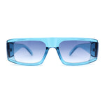 Mod Retro Flat Top Narrow Rectangle Exposed Lens Sunglasses
