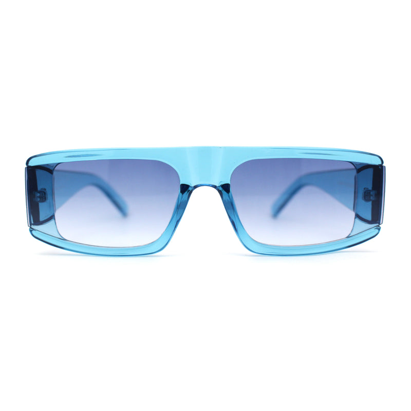 Mod Retro Flat Top Narrow Rectangle Exposed Lens Sunglasses
