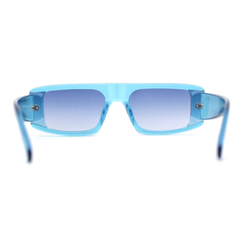 Mod Retro Flat Top Narrow Rectangle Exposed Lens Sunglasses