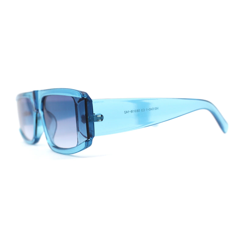 Mod Retro Flat Top Narrow Rectangle Exposed Lens Sunglasses
