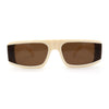 Mod Retro Flat Top Narrow Rectangle Exposed Lens Sunglasses