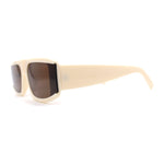 Mod Retro Flat Top Narrow Rectangle Exposed Lens Sunglasses