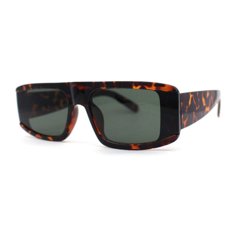 Mod Retro Flat Top Narrow Rectangle Exposed Lens Sunglasses