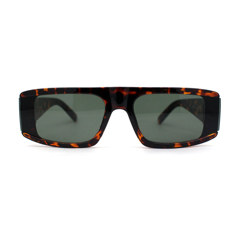 Mod Retro Flat Top Narrow Rectangle Exposed Lens Sunglasses