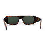 Mod Retro Flat Top Narrow Rectangle Exposed Lens Sunglasses