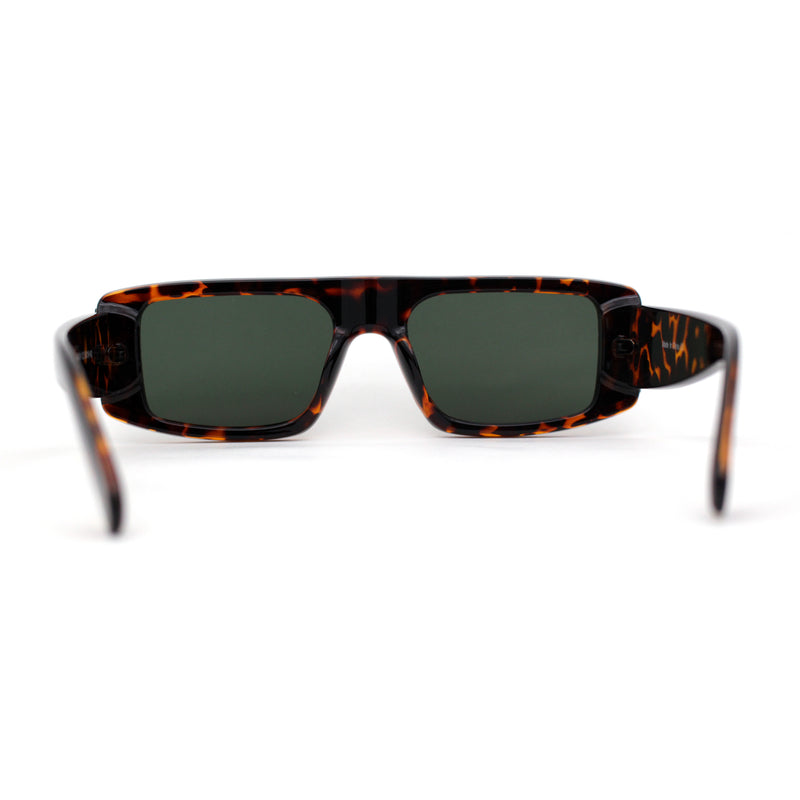 Mod Retro Flat Top Narrow Rectangle Exposed Lens Sunglasses