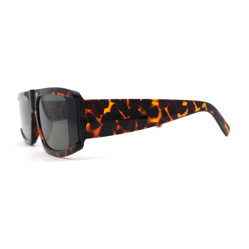 Mod Retro Flat Top Narrow Rectangle Exposed Lens Sunglasses