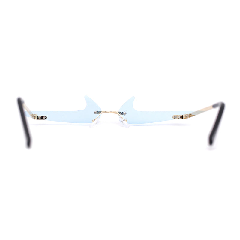 Unique Check Mark Lens Avant Garde Rimless Pimp Sunglasses