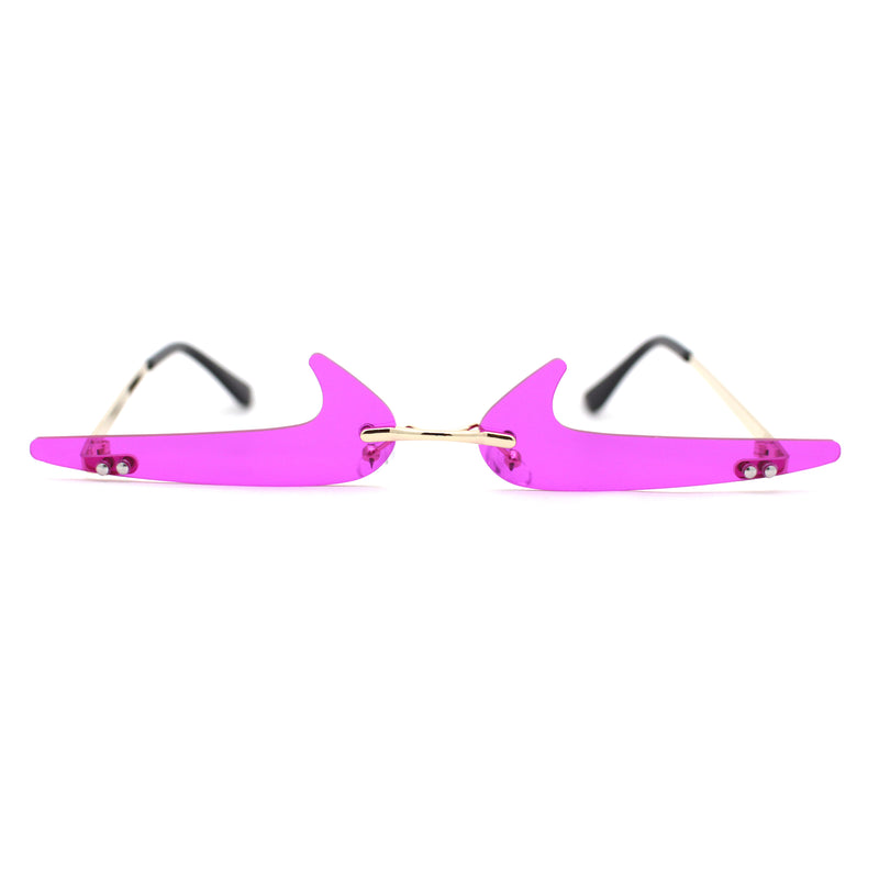 Unique Check Mark Lens Avant Garde Rimless Pimp Sunglasses