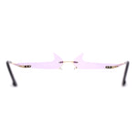 Unique Check Mark Lens Avant Garde Rimless Pimp Sunglasses