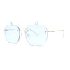 Funky Apple Peach Shape Lens Avant Garde Rimless Pimp Sunglasses