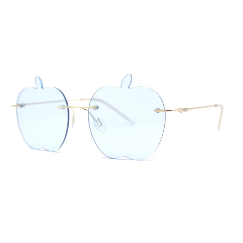 Funky Apple Peach Shape Lens Avant Garde Rimless Pimp Sunglasses