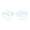 Funky Apple Peach Shape Lens Avant Garde Rimless Pimp Sunglasses