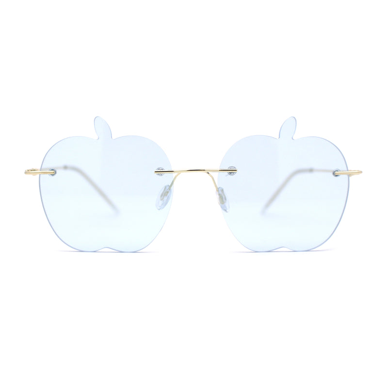 Funky Apple Peach Shape Lens Avant Garde Rimless Pimp Sunglasses