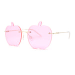 Funky Apple Peach Shape Lens Avant Garde Rimless Pimp Sunglasses