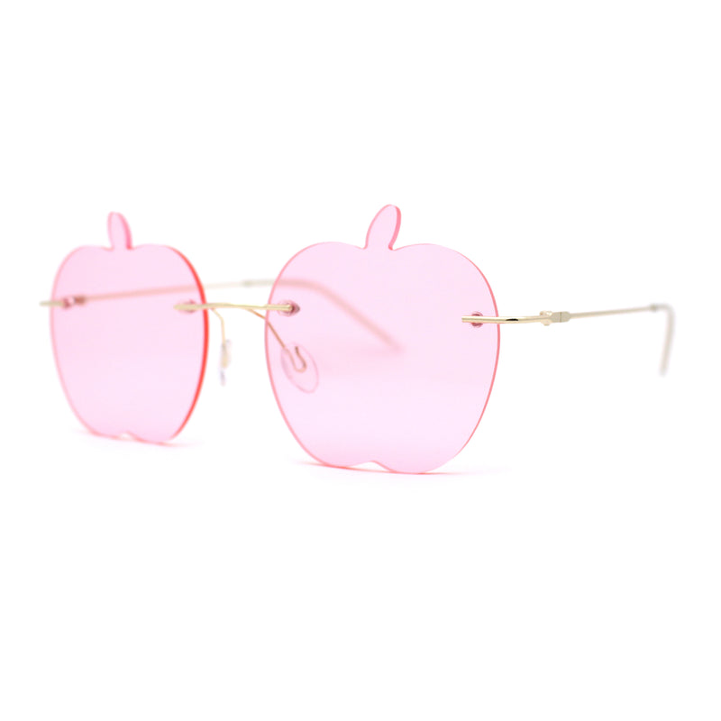 Funky Apple Peach Shape Lens Avant Garde Rimless Pimp Sunglasses