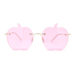 Funky Apple Peach Shape Lens Avant Garde Rimless Pimp Sunglasses