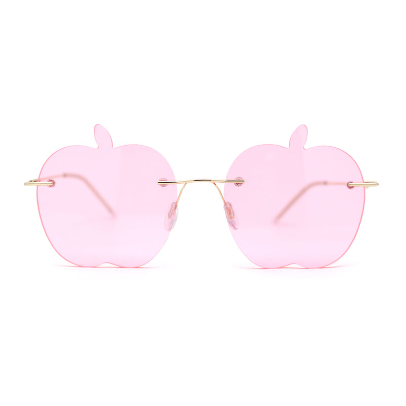 Funky Apple Peach Shape Lens Avant Garde Rimless Pimp Sunglasses