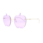 Funky Apple Peach Shape Lens Avant Garde Rimless Pimp Sunglasses