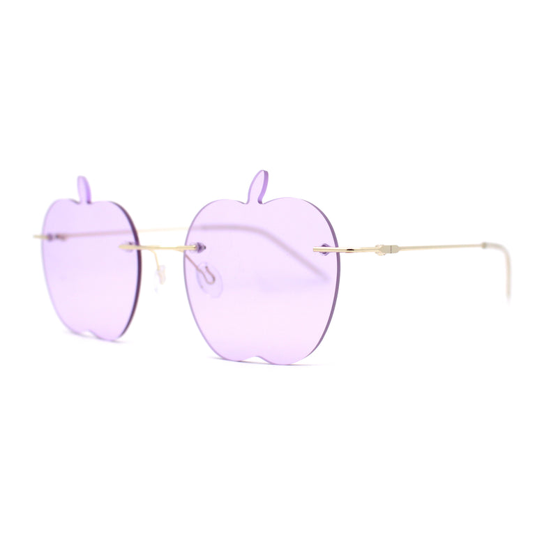 Funky Apple Peach Shape Lens Avant Garde Rimless Pimp Sunglasses