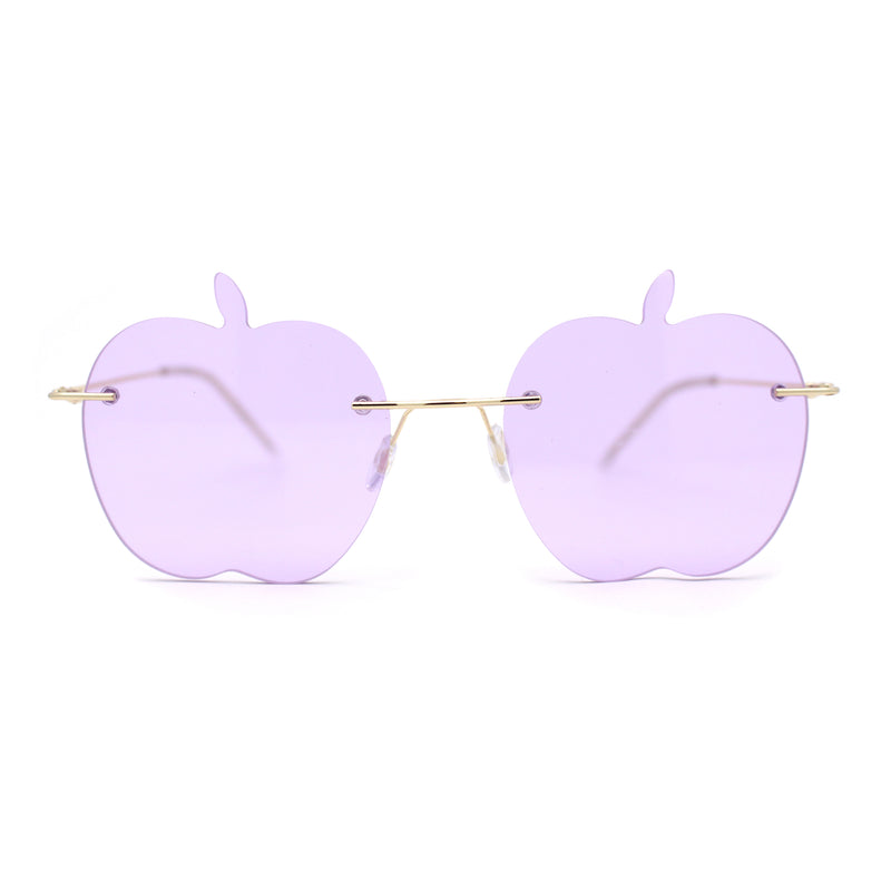 Funky Apple Peach Shape Lens Avant Garde Rimless Pimp Sunglasses