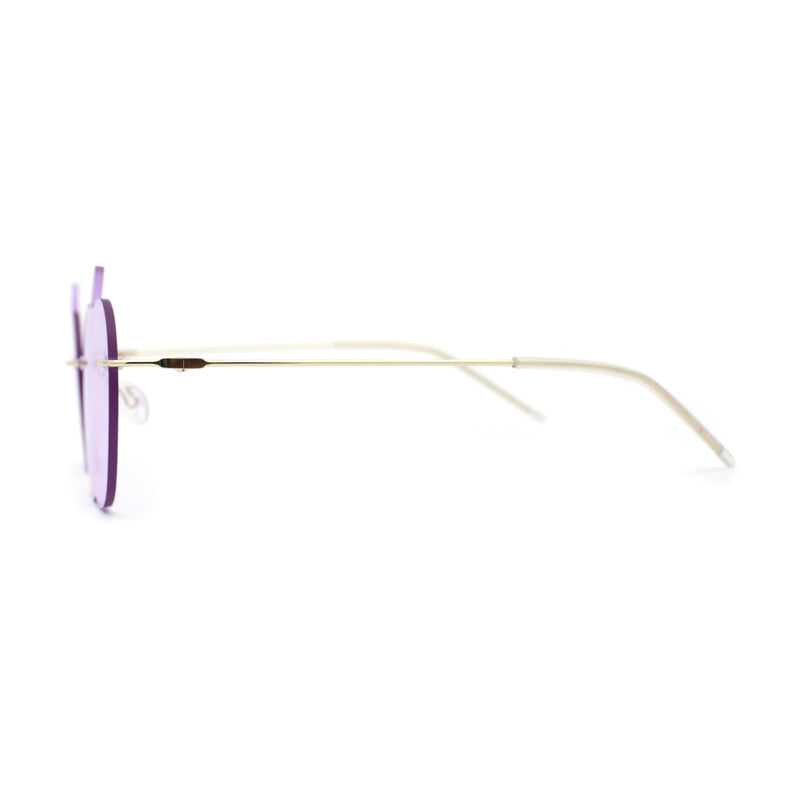 Funky Apple Peach Shape Lens Avant Garde Rimless Pimp Sunglasses