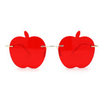 Funky Apple Peach Shape Lens Avant Garde Rimless Pimp Sunglasses