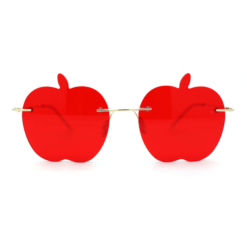 Funky Apple Peach Shape Lens Avant Garde Rimless Pimp Sunglasses