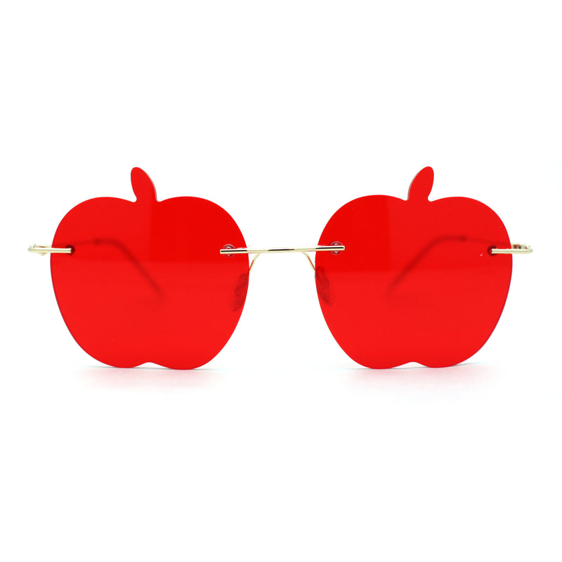 Funky Apple Peach Shape Lens Avant Garde Rimless Pimp Sunglasses