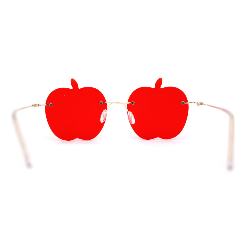 Funky Apple Peach Shape Lens Avant Garde Rimless Pimp Sunglasses