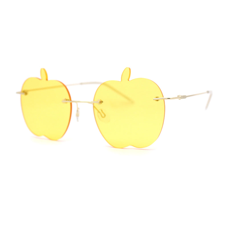 Funky Apple Peach Shape Lens Avant Garde Rimless Pimp Sunglasses