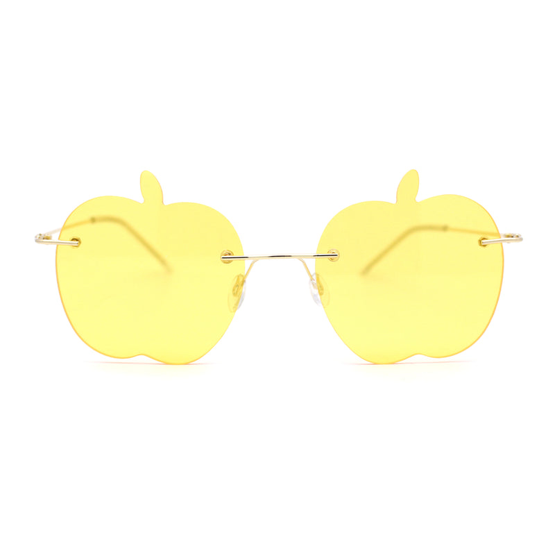 Funky Apple Peach Shape Lens Avant Garde Rimless Pimp Sunglasses